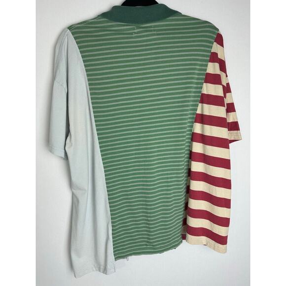 Urban Outfitters SMALL Patchwork Polo Men's Shirt Asymmetrical Y2K RARE - Picture 3 of 11